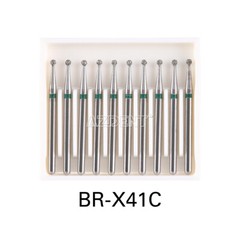 AZDENT 100pcs Dental Diamond Burs Ball Round FG 1.6mm for High Speed Handpiece