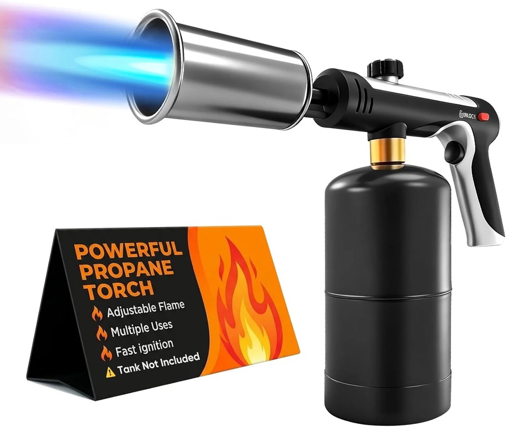 Saker Propane Torch,3272°F High Heat Adjustable Flame Thrower Gun with Safety Lo