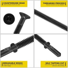 x 3 Trailer Deck Screws, Self-Tapping Sheet Wood Metal Screw, 124Pcs T25 Star…