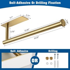 theaoo Paper Towel Holder – Under Cabinet Paper Towel Holder SATIN BRASS