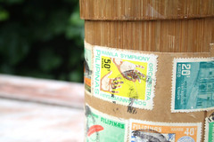 Vintage Mailing Tube Bamboo Coconut Pilipinas Philippines w/Stamps