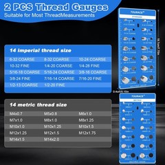 2Pcs Thread Checker, Nut and Bolt Thread Checker, Standard SAE and Metric, Bo…