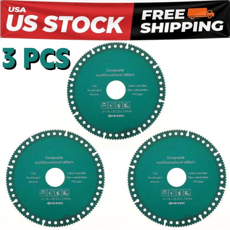 3Pcs Cutting Disc for Grinder 4.53″/115mm Diameter Indestructible Disk Composite