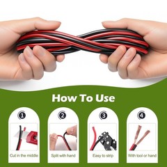 16AWG 50FT Red Black Wire 16/2 DC Cable LED Strip Auto Extension Cord