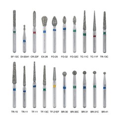 100piezas 20tipos Fresas de diamante medianas dentales FG 1.6 mm Bur BR/TR/TF/EX