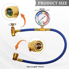 R134A AC Recharge Hose Kit with Gauge CarAir Conditioning PressureMeasuring Tool