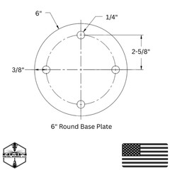 A36 Steel Round Base Plates w/ 4 Holes – Multiple Sizes – Made in USA