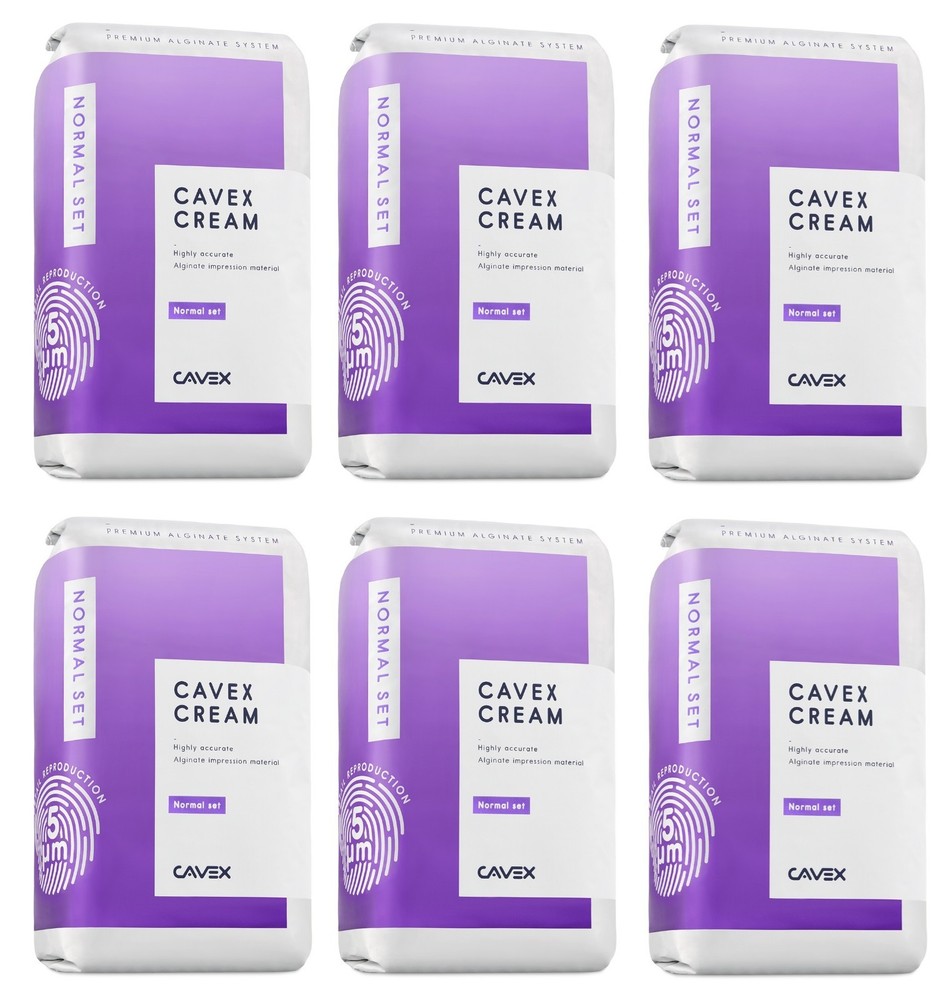 Cavex Cream Alginate 500 g – Normal Regular Set (90 s) Bubble‑Gum, Scan (6 Pack)