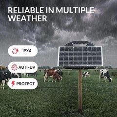 S2500 2.2 Joule Solar Fence Charger, 60 Miles Solar Electric Fence Charger fo…