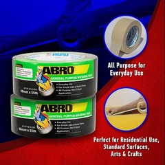 ABRO Masking Tape, GP 24mm x 55M, All Purpose Natural Masking Tape for Tempor…