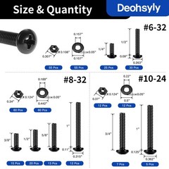 Deohsyly 381Pcs Machine Screws Nuts and Bolts Assortment Kit, #632/#832/#1024…
