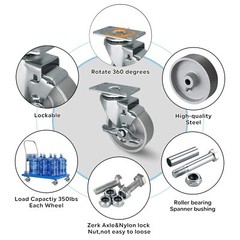 5 inch Industrial Casters- Semi Steel Cast Iron Swivel CastersCapacity500-2000LB