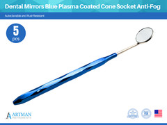 Dental Mirror Set of 5 Blue Plasma Coated Cone Socket ARTMAN INSTRUMENTS