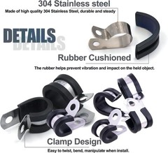Cable Clamp Assortment Kit, 68~Piece Stainless Steel Pipe Clamps with Case