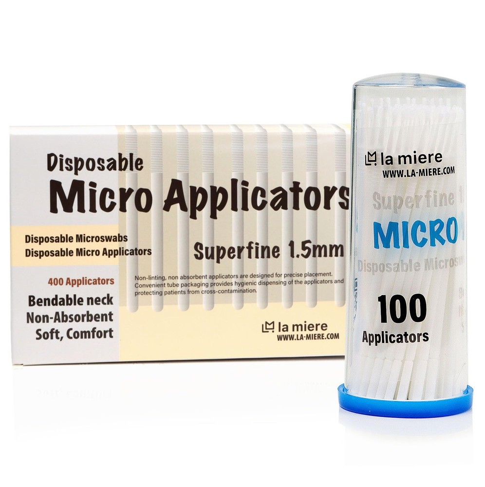 LA MIERE 400pcs 1.2mm White Dental Micro Applicators White,