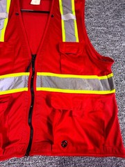 Uline Safety Work Vest Mens XL Red Sleeveless High Visibility Reflective Utility
