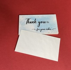 Thank You For Your Order Cards Watercolor Gold Foil 6 Designs 3.5”x1.9” (90 Qty)