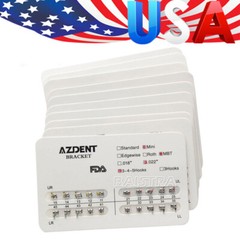 20 X AZDENT Dental Orthodontic Brackets Braces Mini MBT.022 Hooks 3-4-5 Metal