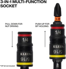 32933 Klein Tools 32933 Impact Driver, SAE 7-in-1 Impact Rated Socket Set, 3 Fli