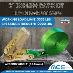 USA Heavy Duty 2″ x 20′ Motorcycle Utility Endless Ratchet Tie Down Strap