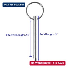 2 Pack Quick Release Pin, Diameter 1/4″(6.3mm), Overall Length 3″(76mm), Usable