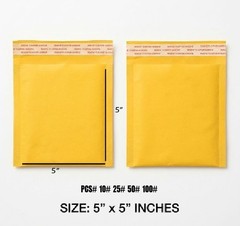 # 5″ x 5″ inch Kraft Paper Bubble Padded Envelope pcs#10 #25 #50 #100