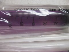 ( 1x ) 60mL Oral Syringe , Medline, Sterile Clear Barrel Purple Plunger with Cap