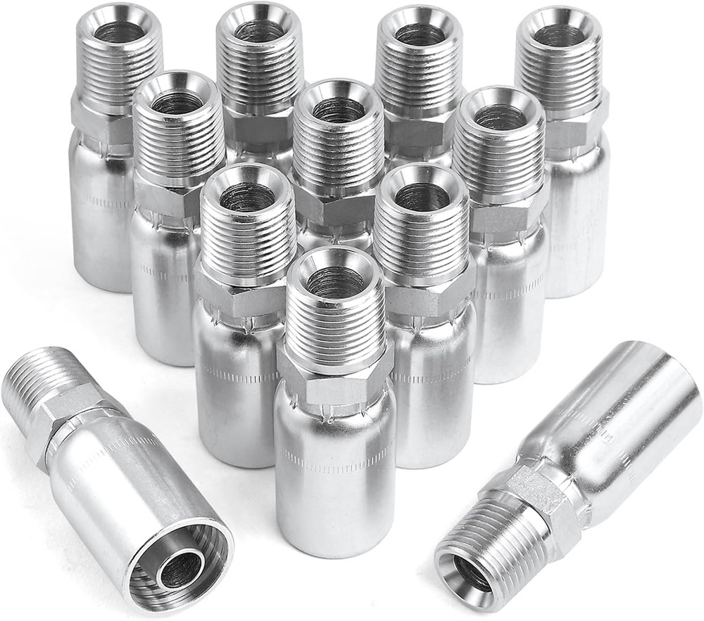 12Pack 1/2″ Hose X 1/2″ NPTF Male Pipe Thread Hydraulic Hose End Crimp Fitting C