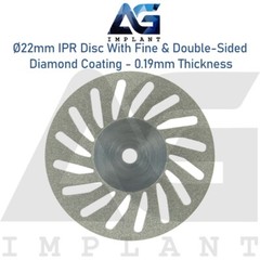 Ø22mm IPR Disc Fine Double Sided Diamond Coating 0.19 Ortho Mandrel
