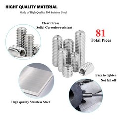 81pcs 6# 8# 10# 1/4 5/16 12 Sizes Thread Hex Socket Set Screw Assortment kit …
