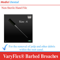Dental Endo Barbed Broaches For Root Canal Color-Coded 21mm, 25mm 10/Pk VaryFlex