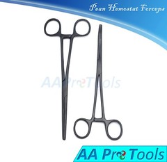 Set Of 2 8″ Long Black Coated Straight & Curved Hemostat Forceps Locking Tweezer