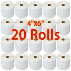 20 Rolls 250/Roll Direct Thermal Labels 4×6 For Zebra 2844 ZP450 Eltron ZP500 US