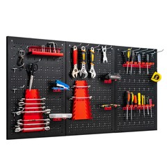 Pegboard Wall Organizer Kit 4 ft.Metal Toolboard W/ 3 Pegboards & 25 Accessories