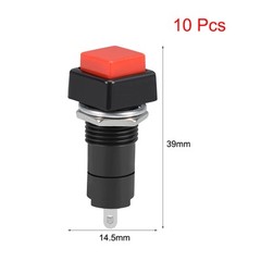 10pack 12mm Red Momentary Push Button Switch Square Flat Button SPST NO