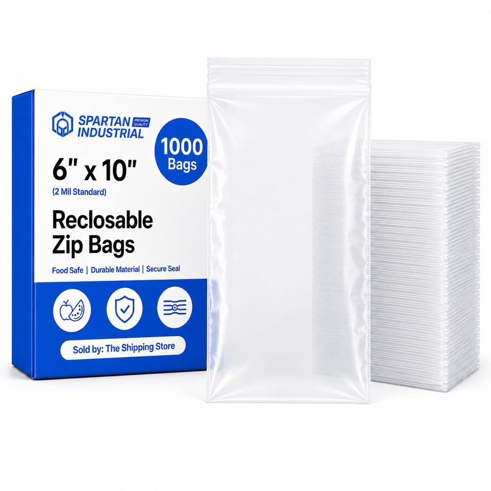 Spartan Industrial – 6” X 10” (1000 Count) 2 Mil Clear Reclosable Zip Plastic Po