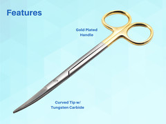 Scissors Surgical 5.5″ Curved Gold Plated Handle Tungsten Carbide ARTMAN