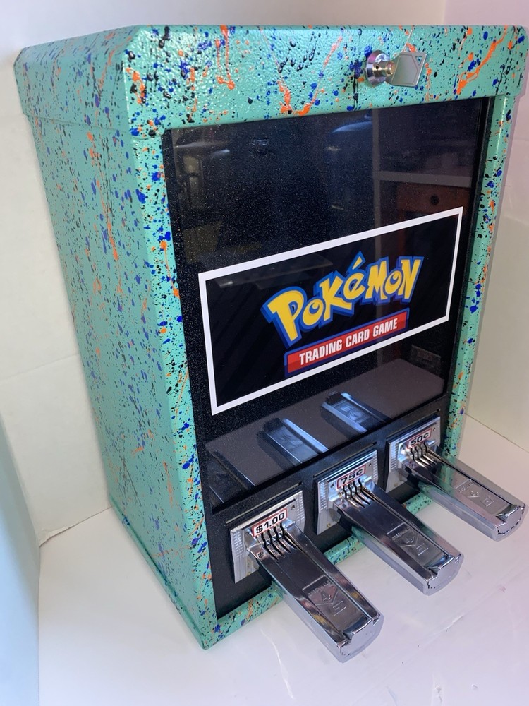 $1 Vend Teal 3 Column Sticker Tattoo Pokemon Card Vending Machine TCG Working