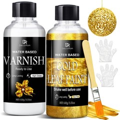 Liquid Gold Leaf Paint Kit – 3.53oz Ultra Shiny 3.53 Fl Oz (Pack of 1),