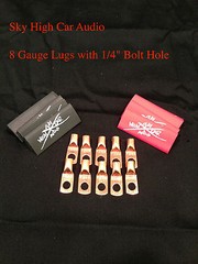 (10) 8 Gauge Copper Ring Terminals 1/4″ RED/BLACK Heat Shrink Tubing LUGS