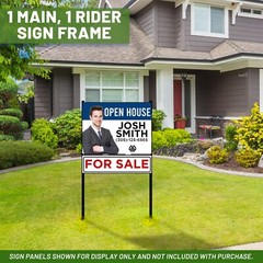 Real Estate Yard Sign Metal Frame, 18 x 24 Slide-In (1) Rider, Black (Pack of 5)