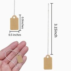 300 Pcs 0.9×0.5 Inches Kraft Jewelry Price Tags with String Attached Retail P…