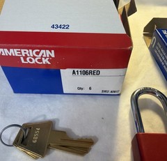 American Lock A1106KARED Keyed Alike Padlocks, Red Aluminum, Steel 6 Pack