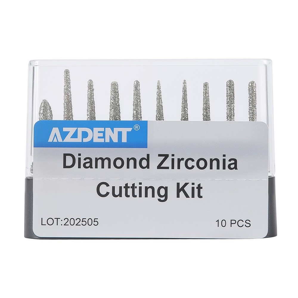 AZDENT Dental Diamond Zirconia Cutting Bur Kit Friction Grip 1.6mm for cutting