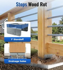 (6) 6×6 Post Bases for Wood Posts 1″Standoff Brackets for Deck, Fence Galvanized