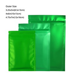 Assorted Size Clear Front Green Back Matte Foil Mylar Zip Lock Pouch Bag G04