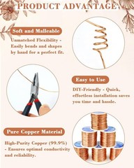 203ft 24 Gauge Copper Wire for Jewelry Making, Pure Dead Soft Bare Copper Wir…
