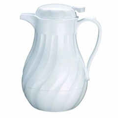 UPDATE INTERNATIONAL SWIRL WHITE THERMAL COFFEE SERVER CARAFE 20 oz PUSH BUTTON