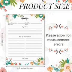 50 Sheets Recipe Paper Full Size Recipe Refill Pages 8.5 x 11 Inch Cards for Bin
