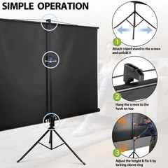 Projector Screen w/Stand 84 Inch Indoor Outdoor 16:9 HD Projection Screen Black